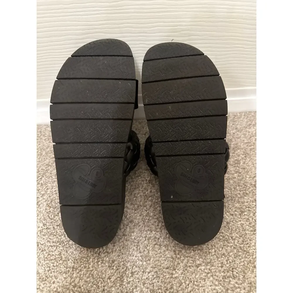 Sam & Libby Adelia Womens Black Footbed Sandals Double Strap Slides, sz 8 - Picture 9 of 9